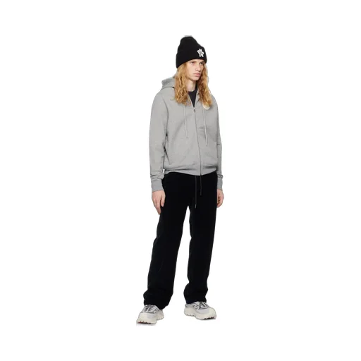 Logo Patch Zip-Up Drawstring Hoodie