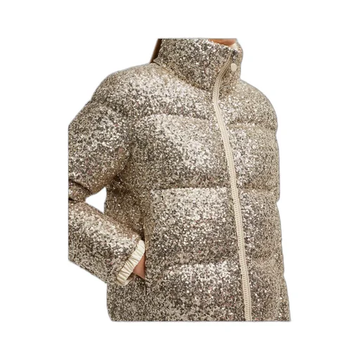 Sequinned Zip-Up Puffer Jacket