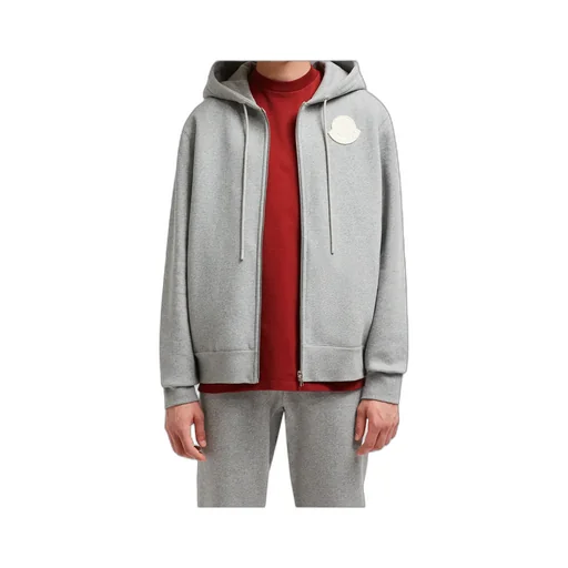 Logo Patch Zip-Up Drawstring Hoodie
