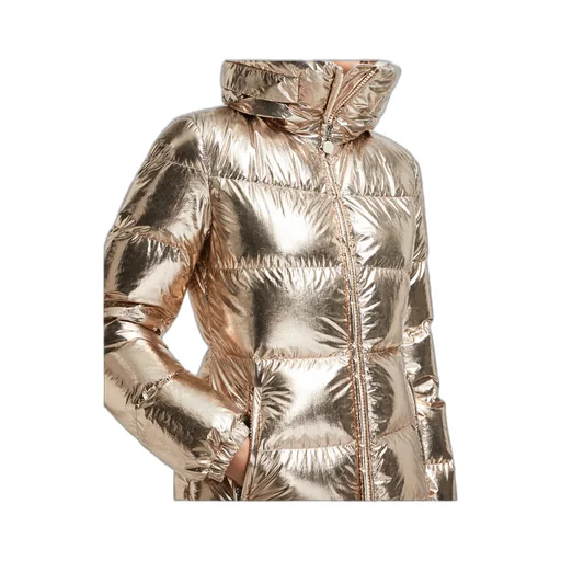 Metallic Zip-Up Puffer Jacket