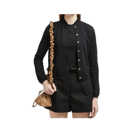 Embroidered Logo Button-Up Cardigan