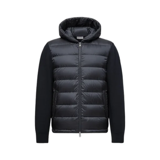 Panelled Zip-Up Hooded Cardigan