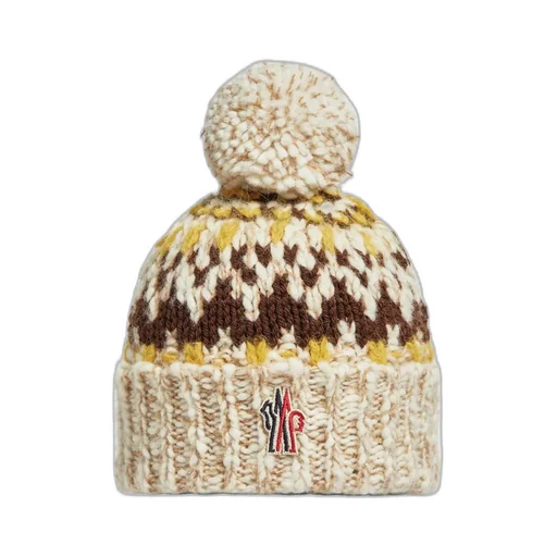 Woll Blend Jacquard Beanie With Pom Pom