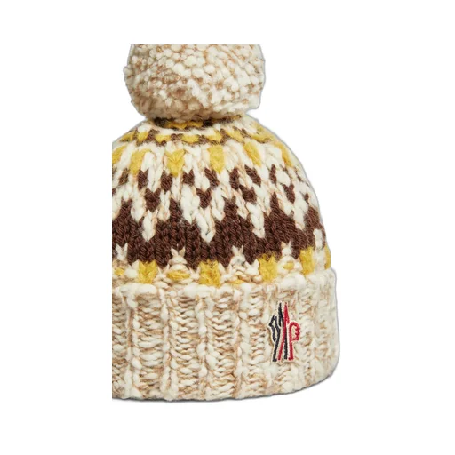 Woll Blend Jacquard Beanie With Pom Pom