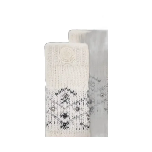 Crystal-Embroidered Knit Gloves