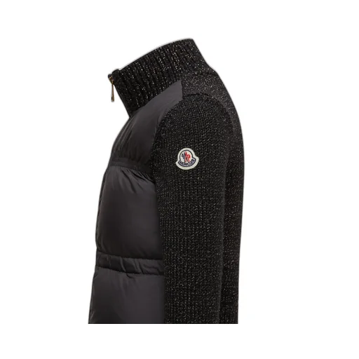 Padded Metallic Wool Zip-Up Cardigan