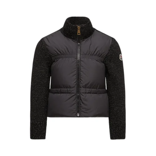 Padded Metallic Wool Zip-Up Cardigan