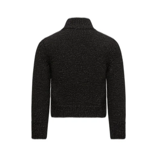 Padded Metallic Wool Zip-Up Cardigan