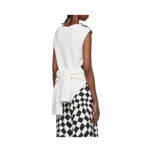 Logo-Spliced Sleeveless Knit Pullover