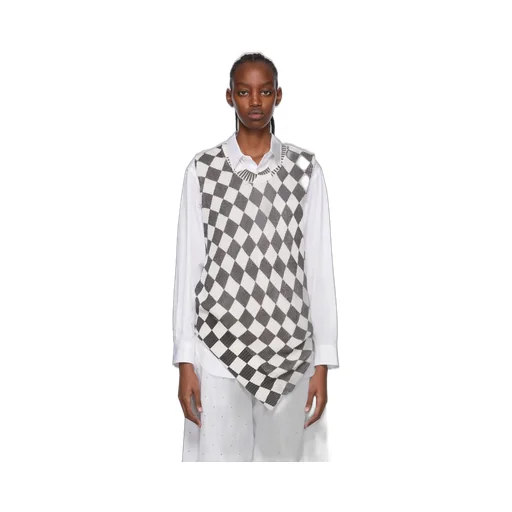 Checkerboard-Print Knitted Top