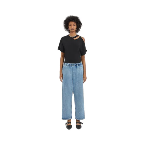 Cropped Blue Denim Trousers