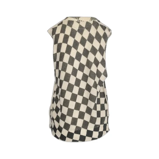 Checkerboard-Print Knitted Top