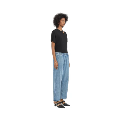 Cropped Blue Denim Trousers