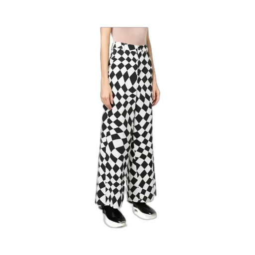 Flared Geometric-Print Trousers