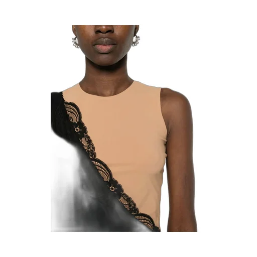 One Shoulder Lace Trim Dress