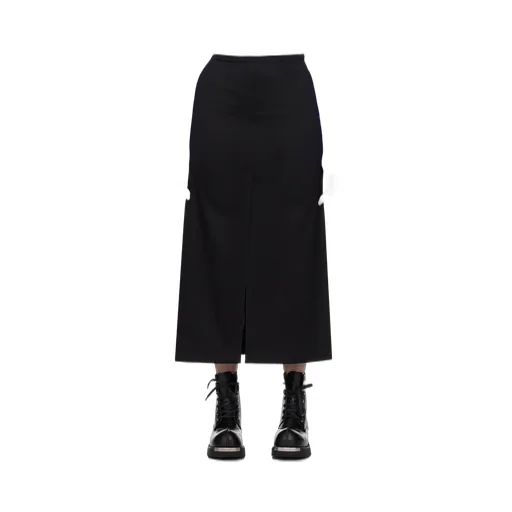 High-Waist Twill Midi Skirt
