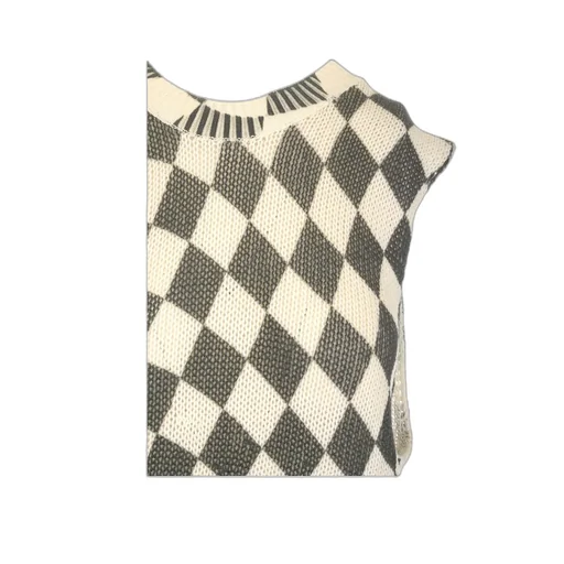 Checkerboard-Print Knitted Top