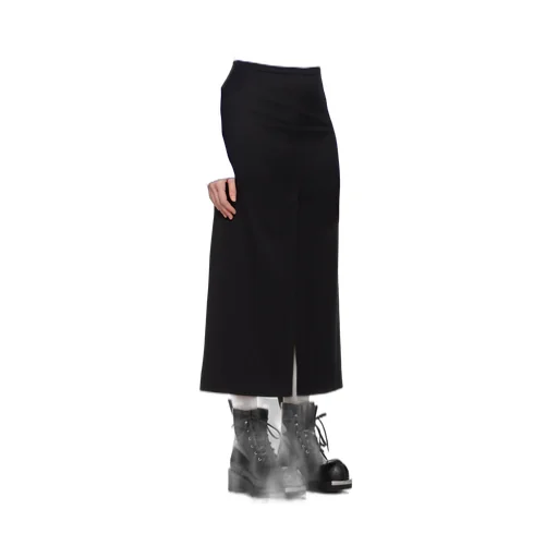 High-Waist Twill Midi Skirt