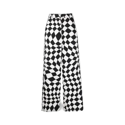 Flared Geometric-Print Trousers
