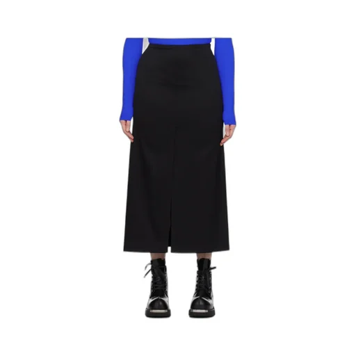 High-Waist Twill Midi Skirt