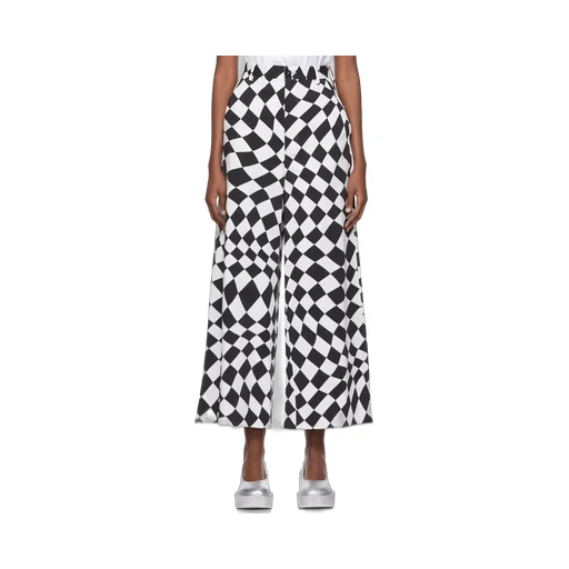 Flared Geometric-Print Trousers
