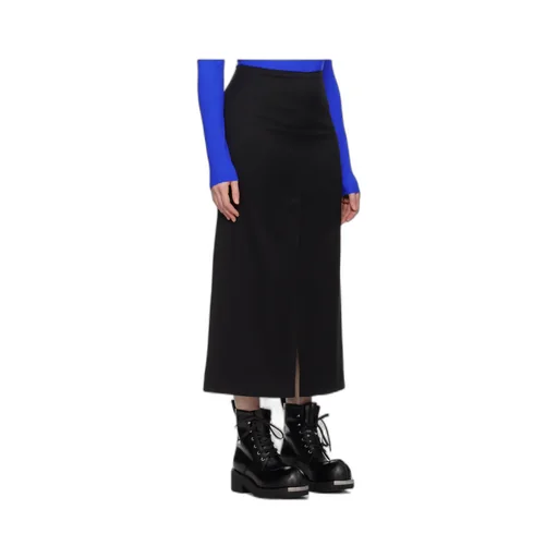 High-Waist Twill Midi Skirt