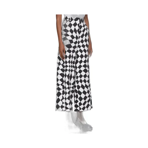 Flared Geometric-Print Trousers
