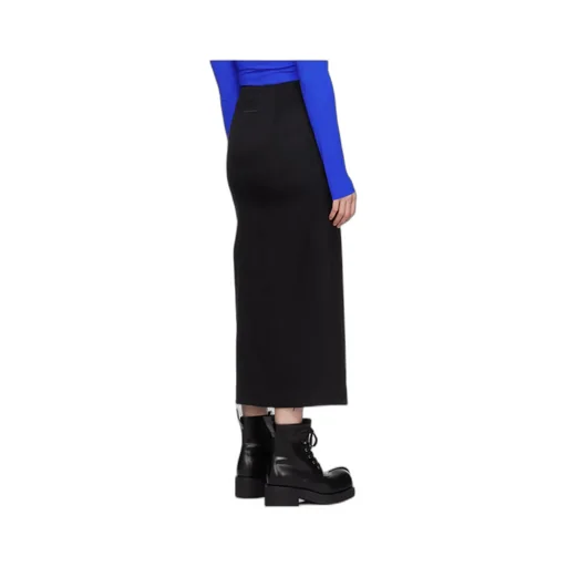 High-Waist Twill Midi Skirt