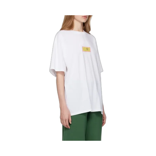 Numbers Motif-Patch Crewneck T-Shirt