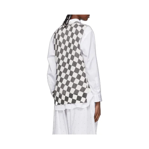 Checkerboard-Print Knitted Top