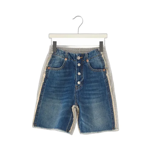 Two-Tone Denim Shorts