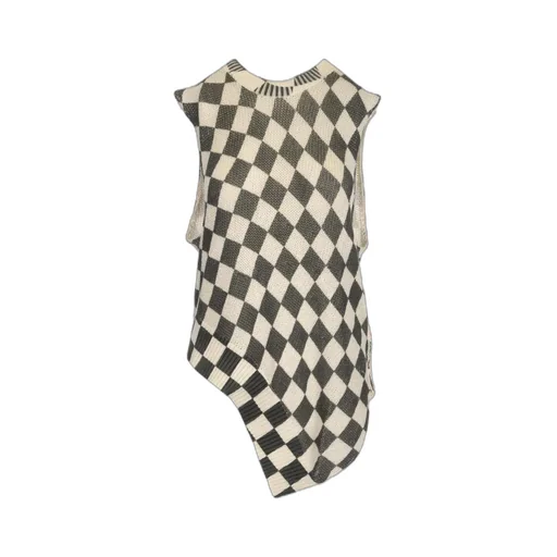 Checkerboard-Print Knitted Top