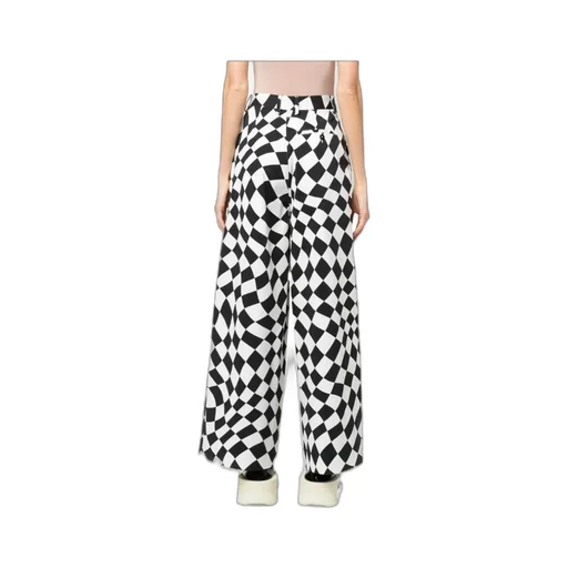 Flared Geometric-Print Trousers