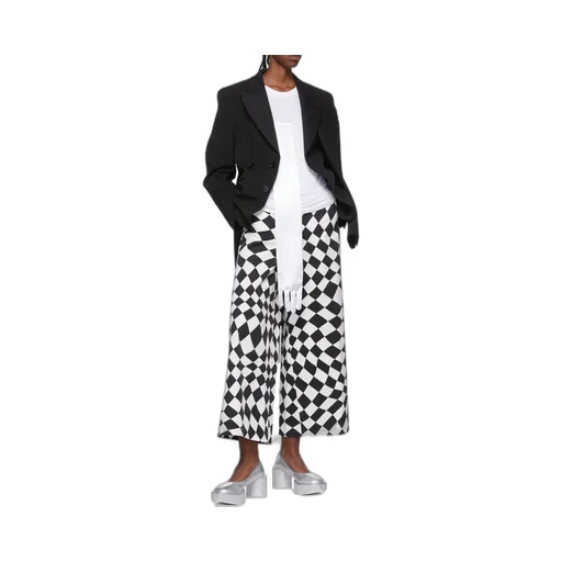 Flared Geometric-Print Trousers