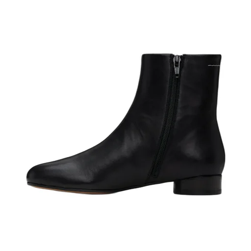 Logo Embroidered Block Heel Ankle Boots