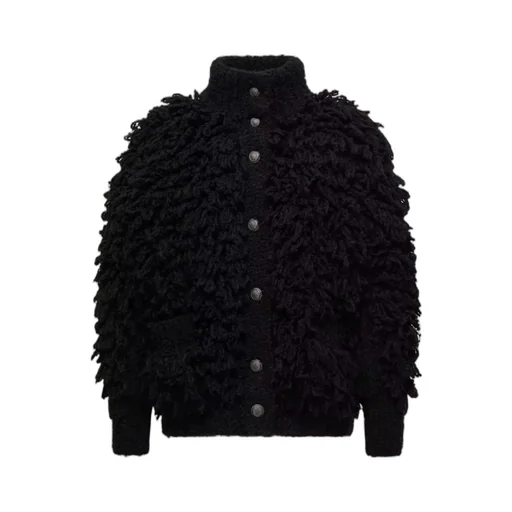 Textured Wool Blend Cardigan