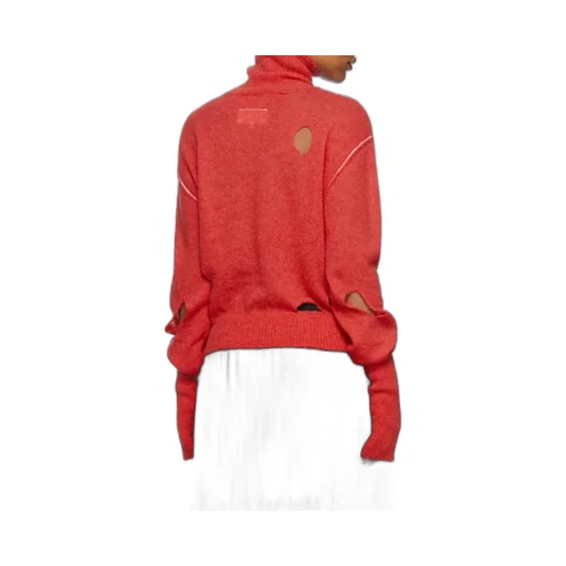 Distressed Turtleneck Knitted Sweater