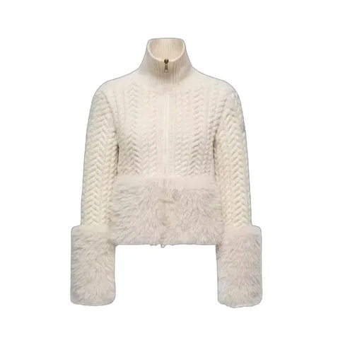 Zip-Up High Neck Cardigan
