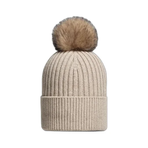 Pom Pom Logo Embroidered Beanie