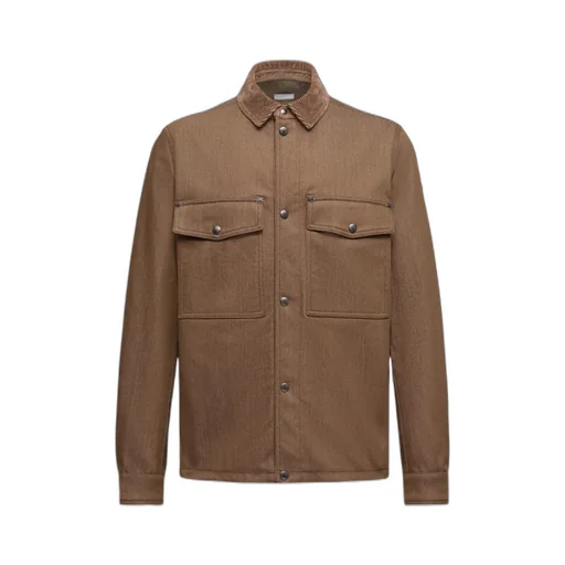 Denim Corduroy-Trimmed Shirt Jacket