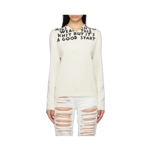 Lettering-Print Wool Sweater