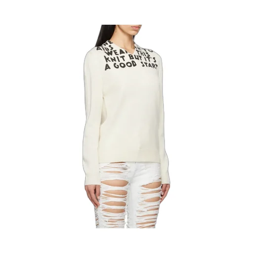 Lettering-Print Wool Sweater