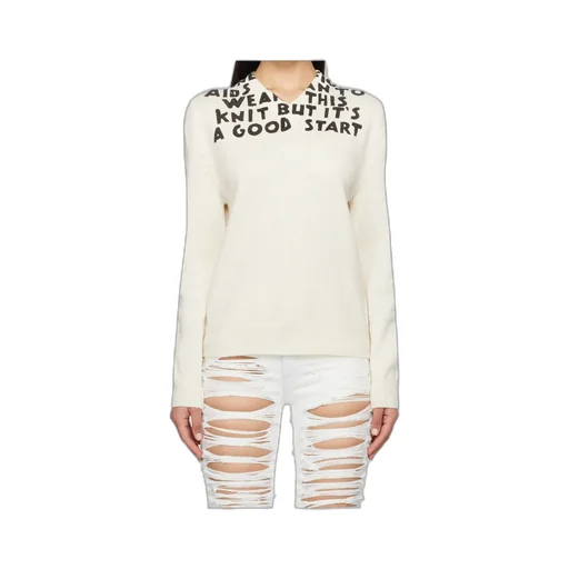 Lettering-Print Wool Sweater