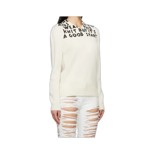 Lettering-Print Wool Sweater