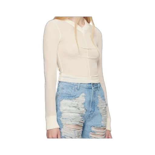 Elastic Jersey Mesh Long-Sleeved Sweater