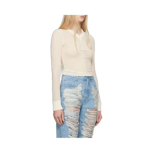 Elastic Jersey Mesh Long-Sleeved Sweater