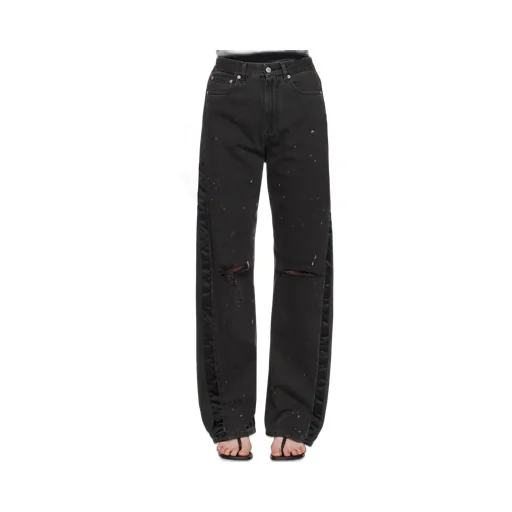 Cut-Out Detailed Straight-Leg Jeans