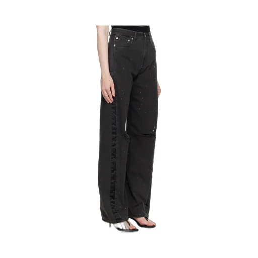 Cut-Out Detailed Straight-Leg Jeans