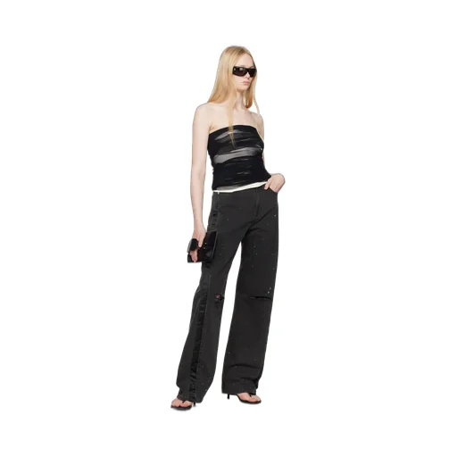 Cut-Out Detailed Straight-Leg Jeans