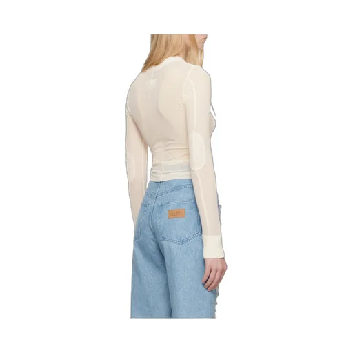 Elastic Jersey Mesh Long-Sleeved Sweater